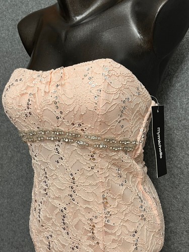 Abito formale senza spalline My Michelle Sweetheart bambina taglia 7 rosa gioiello zip nuovo con etichette - Foto 6 di 15