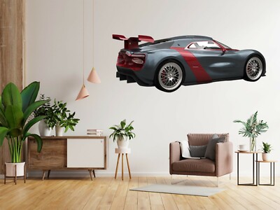 3D Rotes Heckauto M043 Auto Wallpaper Wandbild Poster Wandaufkleber Transport Zo