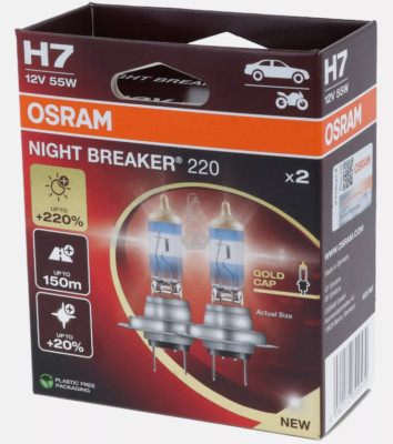 OSRAM H7 Night Breaker 220 % mehr Helligkeit Power Scheinwerfer Lampe DUO-BOX
