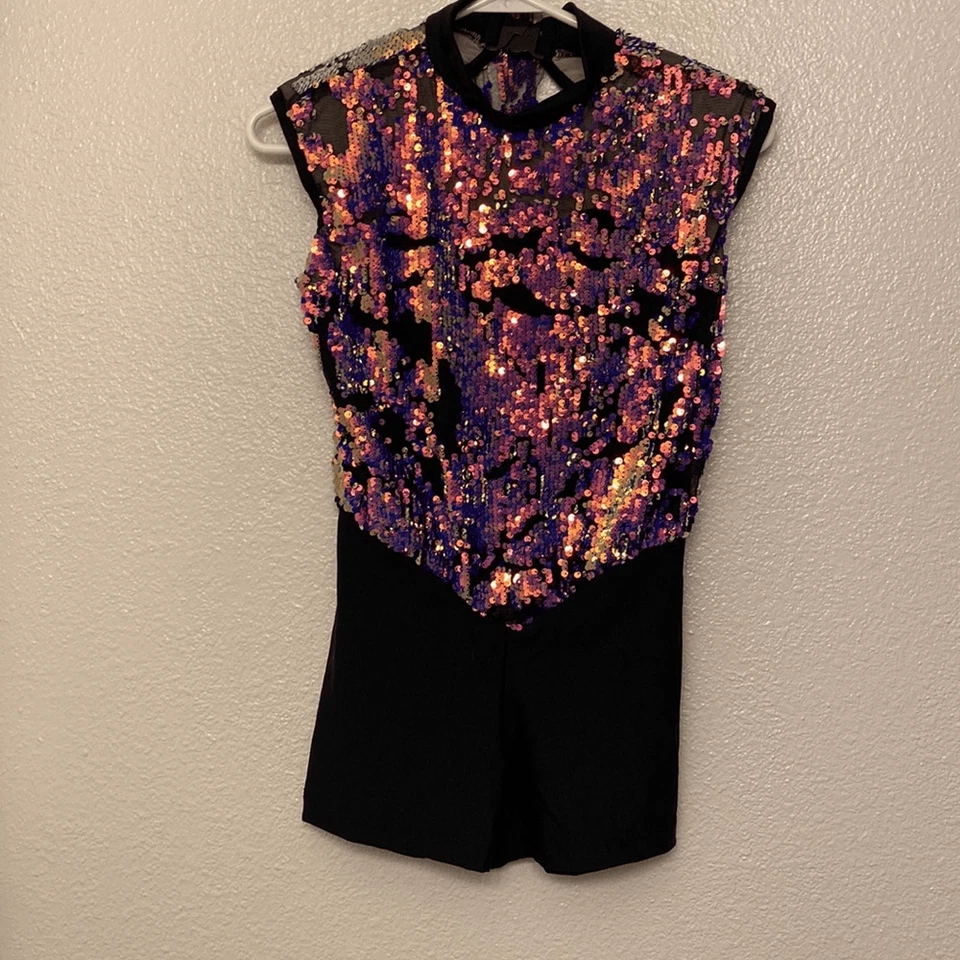 Galeria de fantasias preto lantejoulas fantasia de dança acro collant UNSTEADY 19632 XLC - Imagem 2 de 4