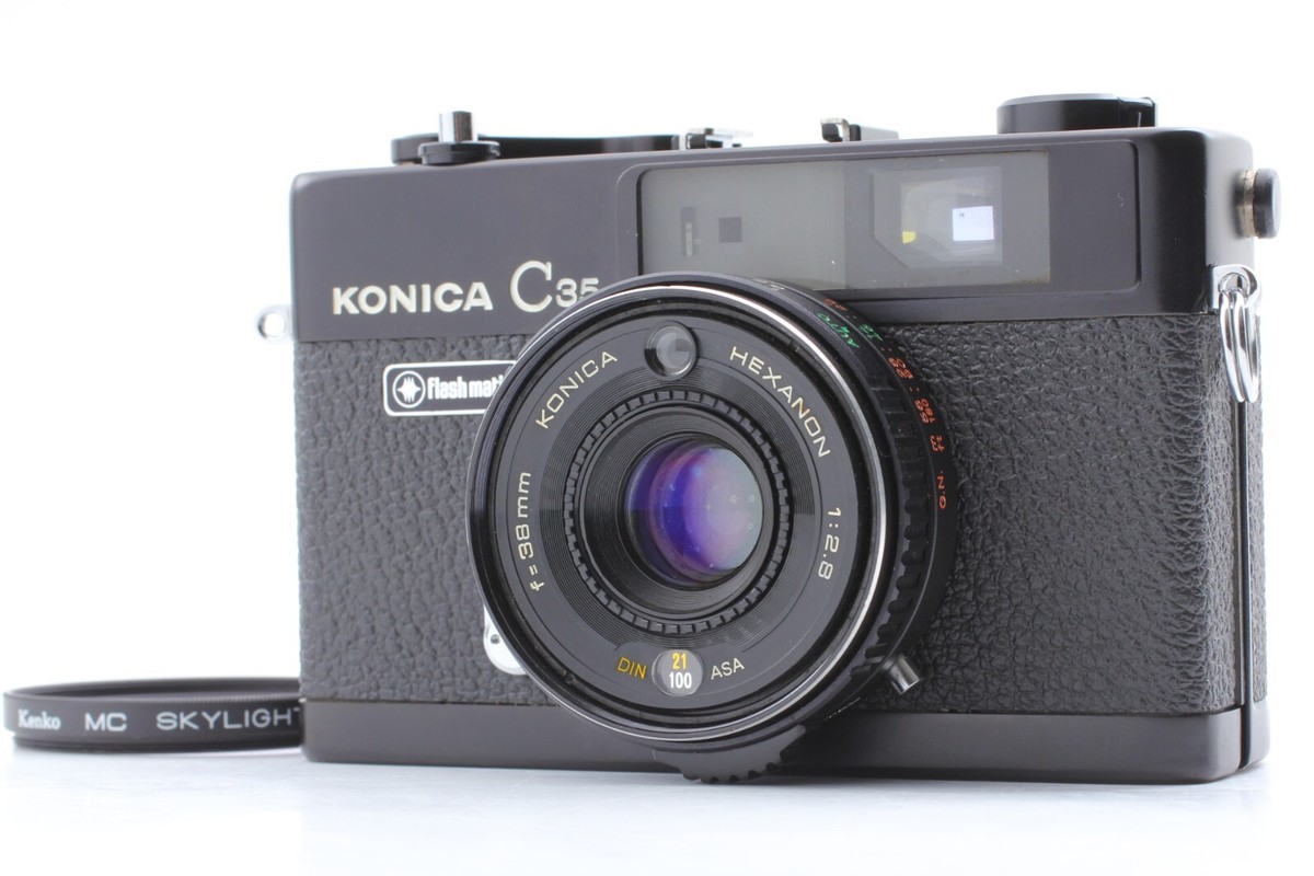 Exc+5】Konica C35 Flash matic Black HEXANON 38mm f2.8 Film camera