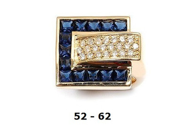 Bague Contemporaine Dolly-Bijoux - Sertie Saphir CZ Bleu - Taille 60 - Plaqué Or 18K