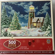 MasterPieces 500 Piece Jigsaw Puzzle Holiday Gingerbread Lighthouse Sealed New