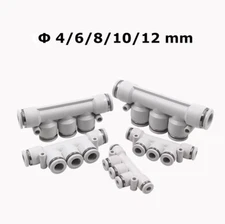 PK Pneumatic Air 5 Way Quick Fittings Connector 4-12mm equal Cross Tube Hose