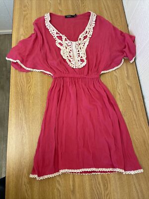 Cure. Womens short sleeve Pink/white beach cover up dress, Size S | eBay Cure. Womens short sleeve Pink/white beach cover up dress, Size S | eBay