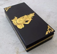 NiCe! Handmade Gold Leaf Lacquerware Box Nat Angel Design 8"X4"