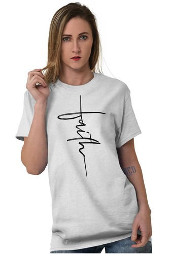 Cool Religious Jesus Christian Faith Cross Womens Graphic Crewneck T Shirt Tee - Picture 3 of 8