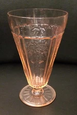 Mayfair Open Rose Pink Depression Glass Footed Iced Tea Tumblers (2)