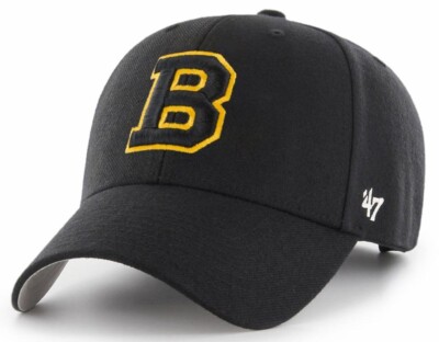 47 Brand Boston Bruins Vintage B Logo MVP Velcroback black Curved Visor Cap