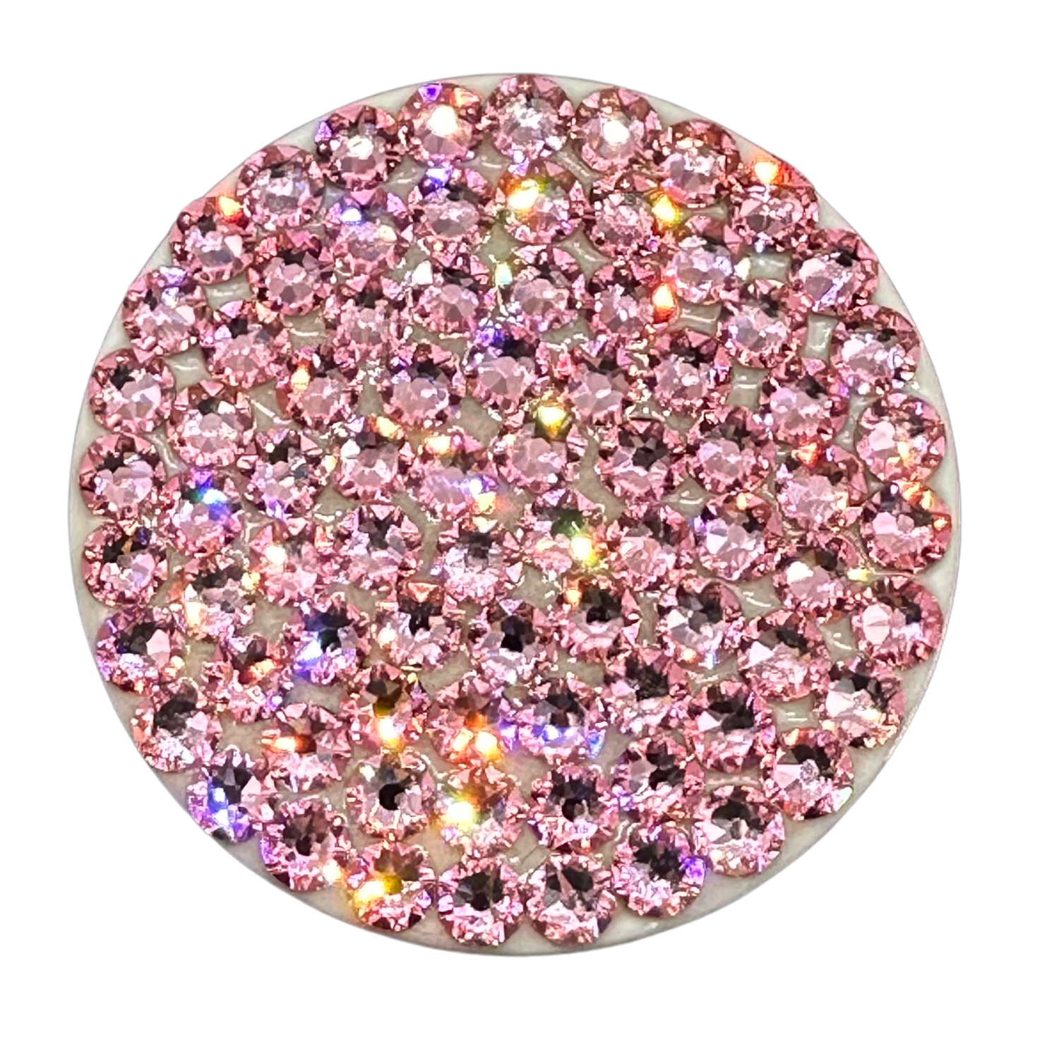 Handmade Bling White Popsocket made with Light Pink Swarovski Crystals-image