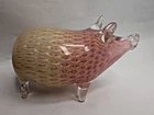 Fratelli Toso Murano VTG Opal Pink White Gold Flecks Bubbles Italian Glass Pig