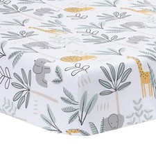 Lambs Ivy Jungle Adventure 100 Cotton Baby/Toddler Fitted Crib Sheet - White