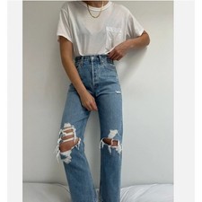 Agolde Womens Mid Rise 90s Jeans Loose Fit Distressed 100 Cotton Size 25