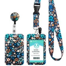 ID Badge Holder with Lanyard, Retractable Holders Reels Large, Black