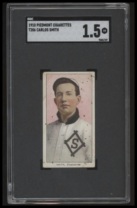 1909 T206 CARLOS SMITH FAIR PIEDMONT 350 SL SGC 1.5 BASEBALL SHREVEPORT PIRATES