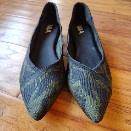 Mia Jennette Pointed Toe Ballet Flats Camo Print Black & Green Women’s Size 7.5M - Picture 6 of 12