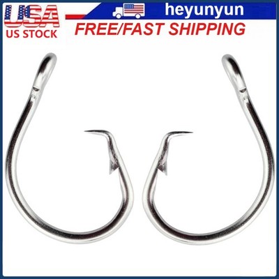 50/100PCS Stainless Steel Tuna Circle Hook Big Game Sea Fishing Hook 8/0-14/0