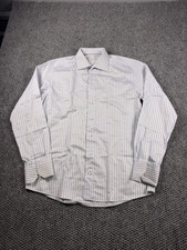 Eton Shirt Mens 17.5 44 Blue Stripe Slim Fit Dress Long Sleeve Spread Collar