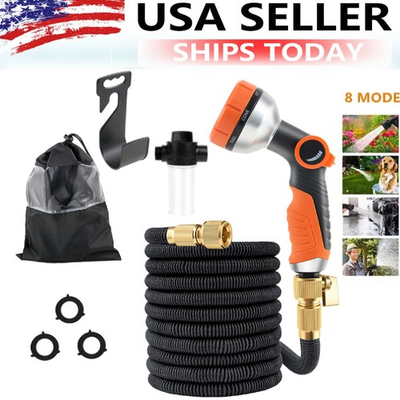 #ad Garden Hose 100ft Heavy Duty Flexible Expandable Hose w High Pressure Spray Gun $36.99