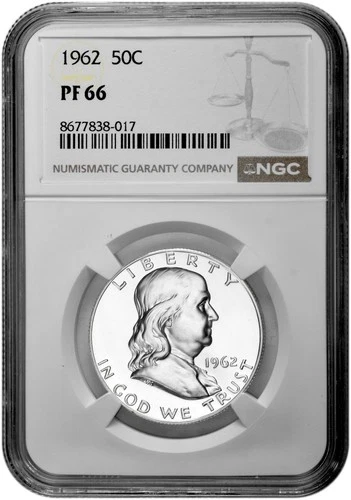 1962 50C Proof Silver Franklin Half Dollar NGC Graded PF 66 in New Holder