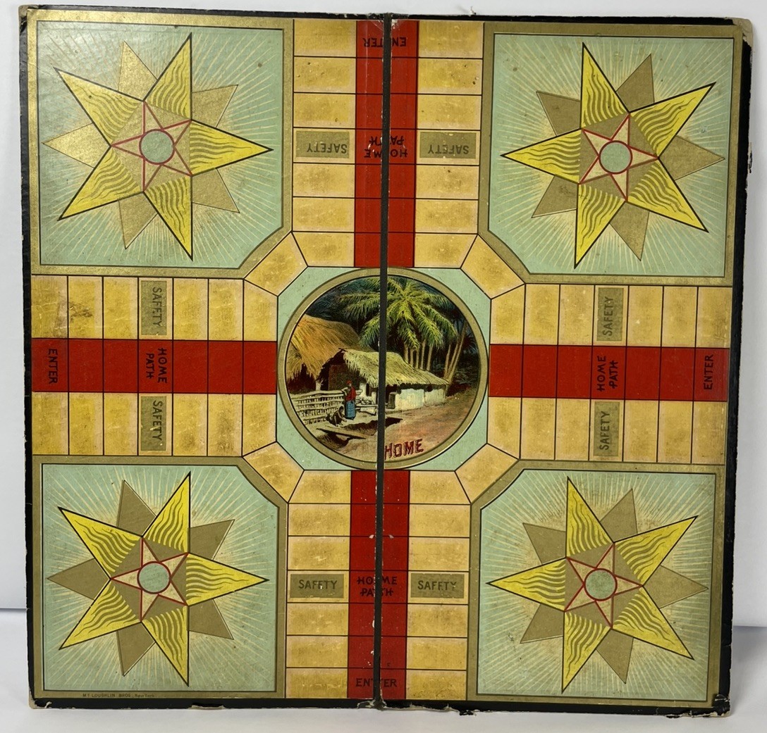 Antique 1895 McLoughlin Bros India Game Board Oriental Pachisi Parcheesi