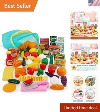 Multicolor Play Food Pantry in a Bucket 79 Realistic Toys for Imaginative Kids