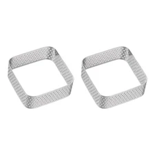 2pcs Perforated Cake Ring 1.97" Stainless Steel Square Tartlet Ring