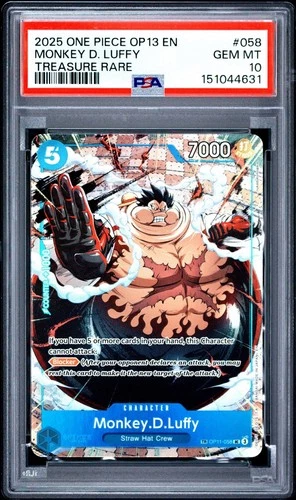 One Piece Monkey D Luffy Treasure Rare OP13 OP11-058 PSA 10 Gem Mint