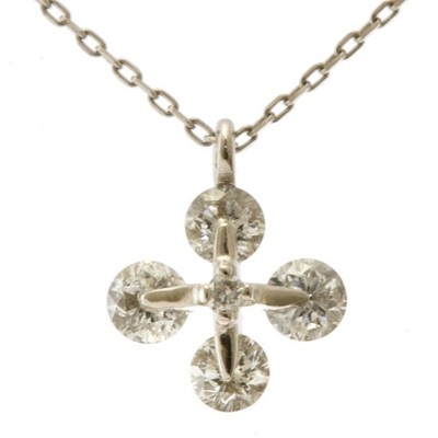 no brand Necklace Pt850 Pt900 Platinum diamond 0.31ct snowflake flower used