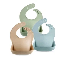 PandaEar Set of 3 Silicone Baby Bibs Waterproof, Soft, Unisex, 10-72 Months
