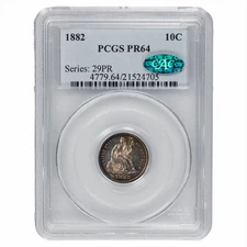 1882 Seated Liberty Dime 10C PCGS PR 64 CAC