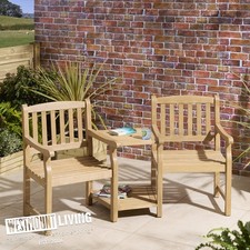 Wooden Hardwood Garden Companion Bench Love Seat 2 Seater with Central Table