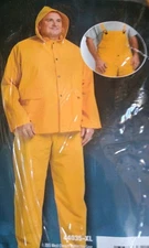 Westchester 3-Piece Yellow Rain Suit XL Suspenders, Jacket Hood New.      