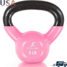 Cast Iron Kettlebell Vinyl Coated Full Body Workout 5-45lbs Portable Fitness New