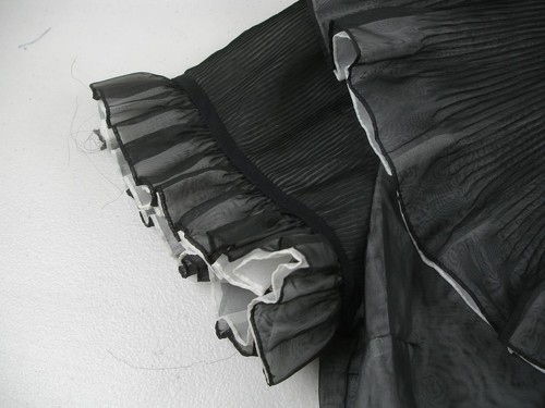 Women's M Vtg 1940's Penny Potter Black Sheer Top Blouse Ruffled Victorian Look - Picture 13 of 17