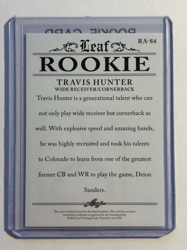 TARJETA DE FÚTBOL TRAVIS HUNTER COLORADO BUFFALOES * JAGUARS 2024 ROOKIE #RA-84 - Imagen 4 de 4