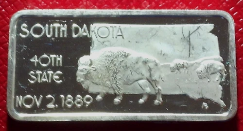 S. Dakota State Bar-Ingots The US. Set 1 Troy oz.999 Fine Silver-Hamilton Mint