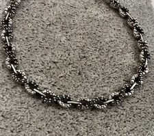 Designer Two Tone Infinity Link Sterling Silver Bracelet 7.25" Signed FAS