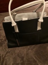 WILSON LEATHER BLACK AND WH Executive Large All In One Tote Handbag Shoulder Bag