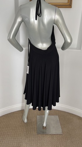 New $286 Alberto Makali Jeweled Empire Waist Sleeveless Black Dress Size 12 - Picture 8 of 12