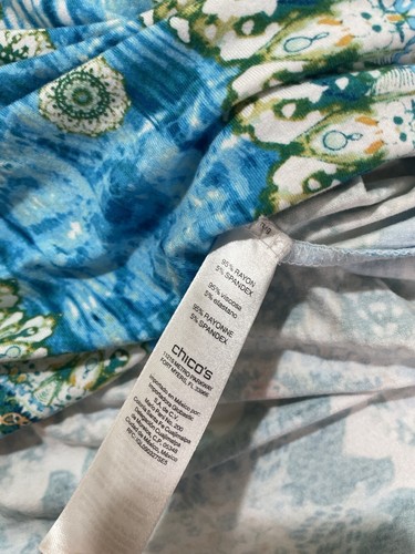 Chicos schulterfrei bunt blau Bohemian Viskose Mischung Top Gr. Ch3/16/XL - Bild 8 von 8