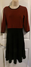 CB ESTABLISHED 1962 BURGUNDY & BLACK ACRYLIC BLEND FIT & FLARE SWEATER DRESS - M