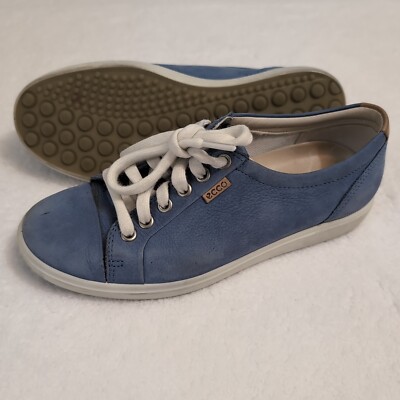 Ecco Soft 7 Women Size 6 Slate Blue Nubuck Leather Sneakers