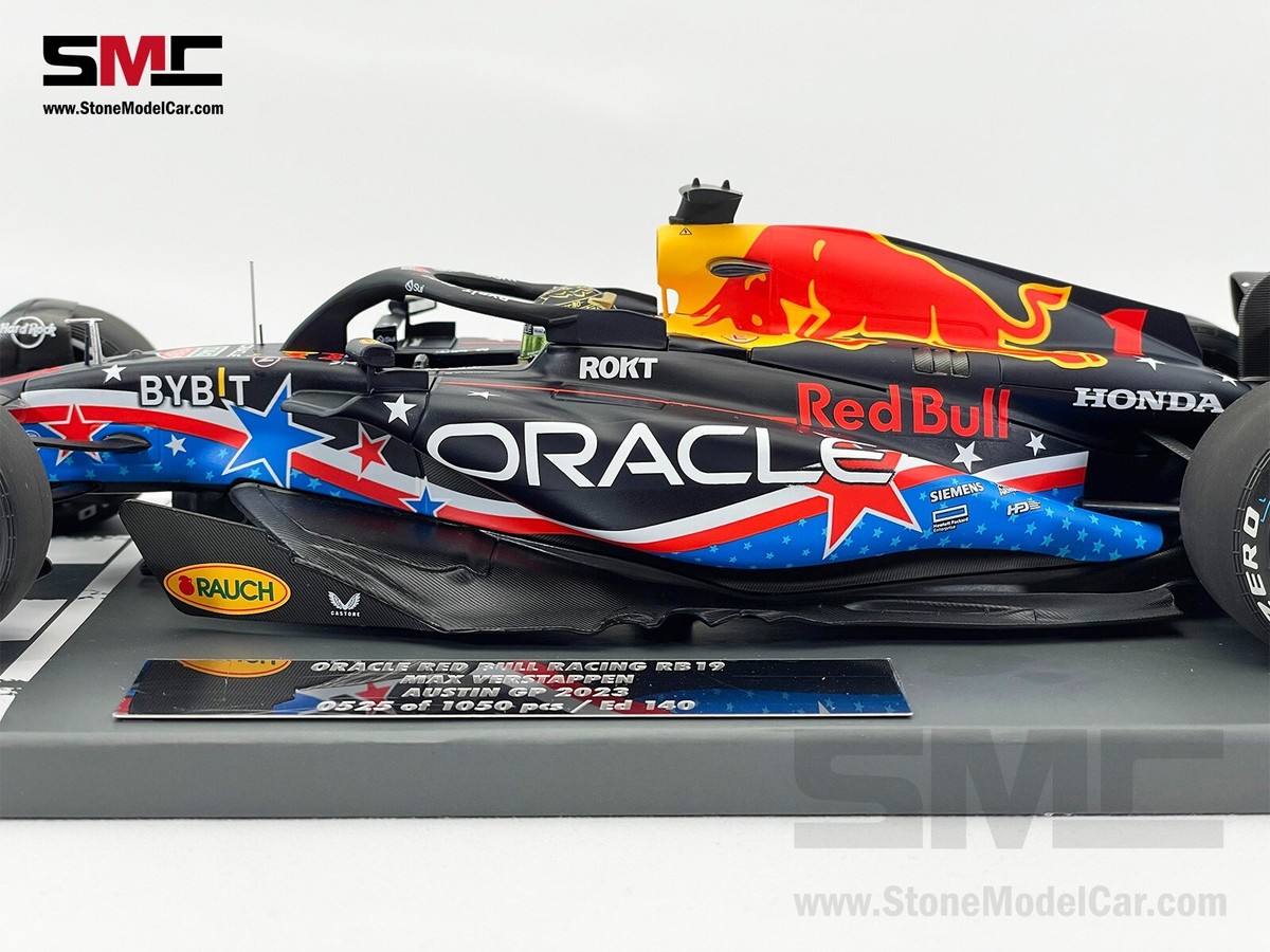 ミニチャンプス製　レッドブルRB19 アメリカスペシャルリバリー3台セット レッドブル、F1アメリカ仕様のRB19…2千超えの公募案から選ばれた