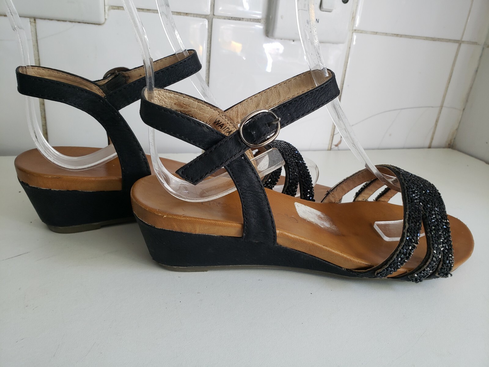 APL SANDALI ESTIVI MODA IN PELLE DESIGNER UK 3 EU 36 DONNA PELLE NERA CINTURINO PIATTO