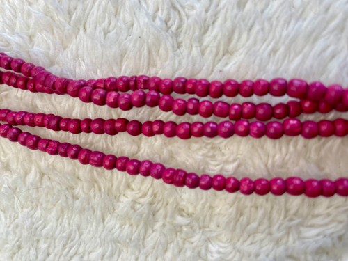 πΊ Boho Multistrand Beaded Necklace β Pink Seed Beads & Chunky Wood Discs πΊ - Picture 2 of 4