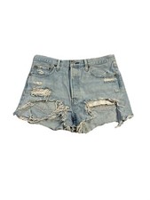 Levi  s Premium 501 Denim Shorts Light Wash Blue Size 28 Western Cowgirl Summer