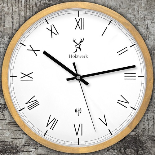 Holzwerk FREIBURG (FUNK) Holz Wanduhr, moderne 25 cm Designer Funkwanduhr - Bild 6 von 7