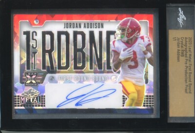 2023 Leaf Metal Jordan Addison First Round Bound AUTO 1/1 Encased Vikings