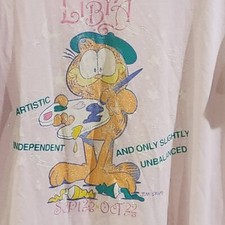 Vtg 1978 Garfield cat sleep t shirt dress night gown pink LIBRA ARTIST one size